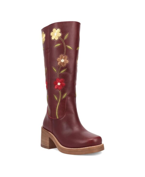 ディンゴ レディース シューズ ブーツ・レインブーツ レザー Dingo Women's Bloom Leather Boot Merlot|ReVida 店