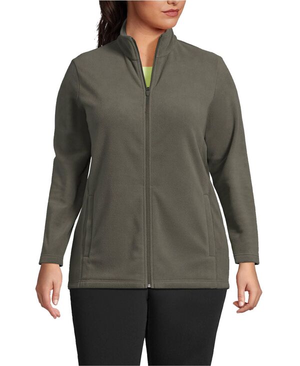 ランズ挙げ句の果て レディース アウター 上衣・上衣 つけ加える大いさ フリース Lands\u0027 End Plusize Anyweather Fleece Full Zip Jacket Forest moss green 緑であること コート・ジャケット-レディースファッション