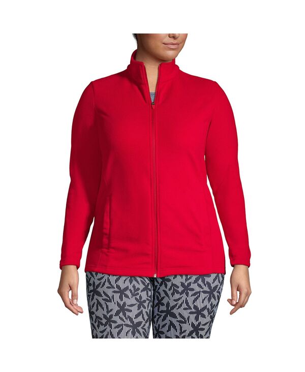 ランズ挙げ句の果て レディース アウター 上衣・上衣 つけ加える大いさ フリース Lands\u0027 End Plusize Anyweather Fleece Full Zip Jacket Rich red 赤いこと レディースファッション-コート・ジャケット