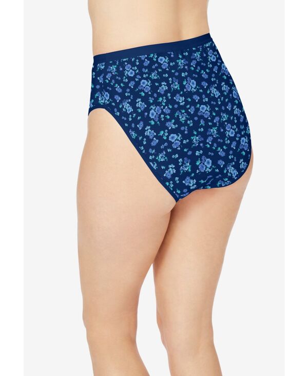 コンフォート チョイス レディース アンダーウェア パンツ コットン Comfort Choice Women's Hi-Cut Cotton Brief 5-Pack Evening blue dot pack ブルー