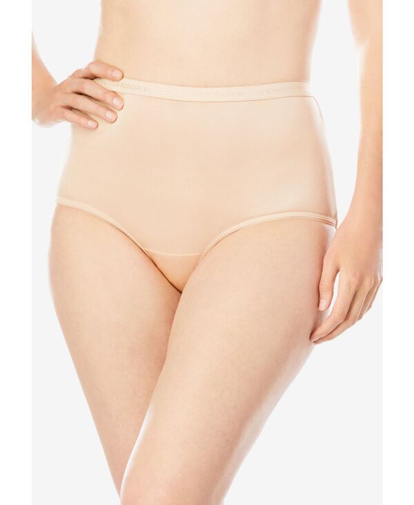 コンフォート チョイス レディース アンダーウェア パンツ プラスサイズ ナイロン Comfort Choice Plusize Full Coverage Nylon Brief 10-Pack Nude black pack ブラック