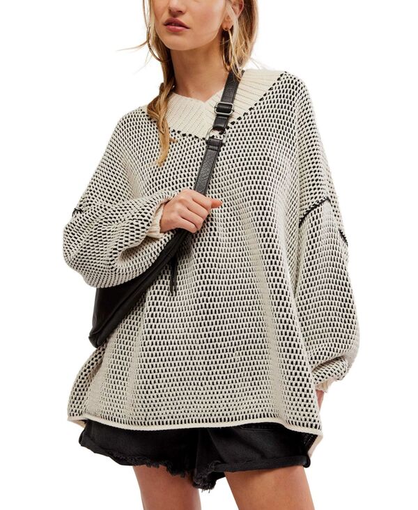 フリーピープル レディース アウター ニット・セーター Free People Women's Maisie Two-Tone Sweater Ivory Black Combo アイボリー