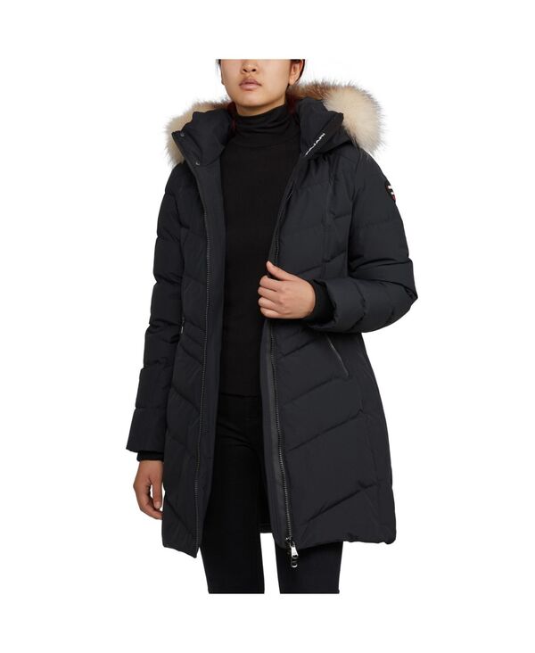 パジャール レディース アウター ジャケット・ブルゾン ダウン PAJAR Women's January Down Chevron Puffer with Detachable Hood Faux Fur Black ブラック