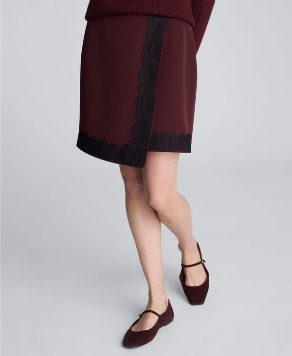 ケネスコール レディース 下つ方スコート 非相称 スピード競技刈り込み スピード競技 Kenneth Cole Women\u0027s Lace Trim Asymmetric Wrap Skirt Sugar Beet スカート-レディースファッション-ボトムス