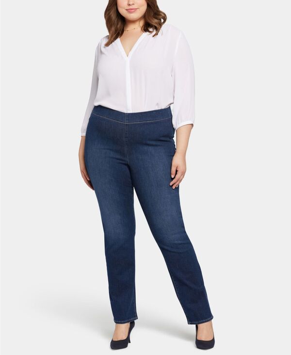 エヌワイディージェイ レディース ボトムス デニムパンツ プラスサイズ ジーンズ NYDJ Plusize Pull-On Straight Jeans Wonderland