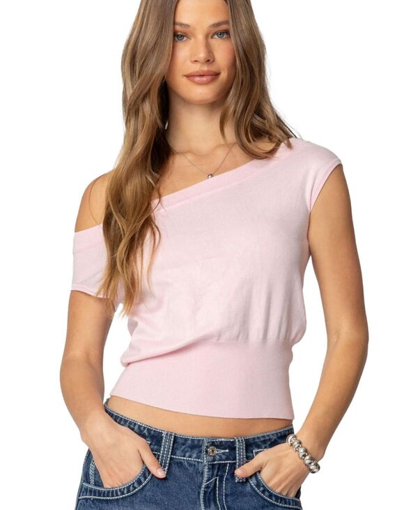 アディクテッド レディース アウター ニット・セーター Edikted Womens Michaela Off Shoulder Knitop Light-pink ピンク|ReVida 店