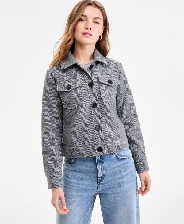 スティーブ マデン レディース アウター ジャケット・ブルゾン Steve Madden Women's Collared Button-Front Jacket Black/white Tweed ホワイト|ReVida 店