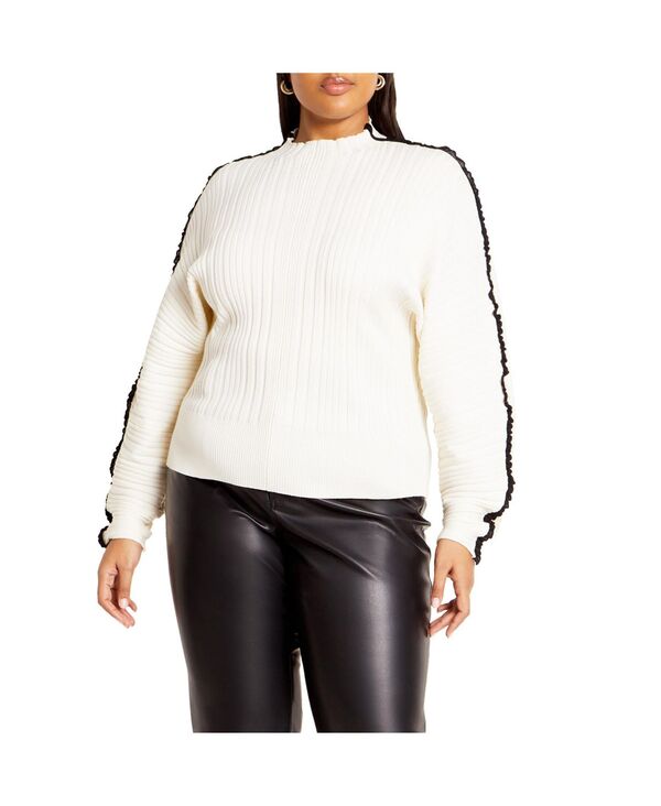 シティーシック レディース アウター ニット・セーター プラスサイズ CITY CHIC Plusize Miranda Sweater Ivory アイボリー｜ReVida 店