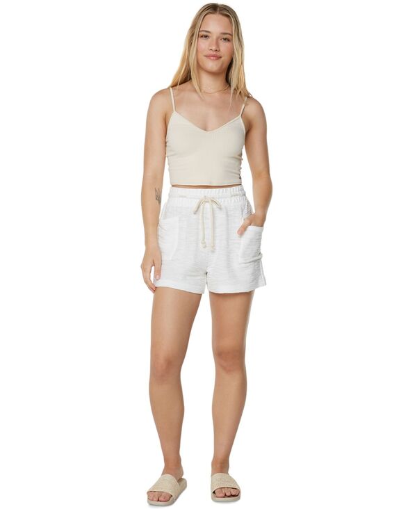 ロキシー レディース ボトムス ハーフパンツ・ショーツ ショートパンツ Roxy Juniors' Sunny Coast High Rise Drawstring-Waist Shortsnowhite Solid ホワイト