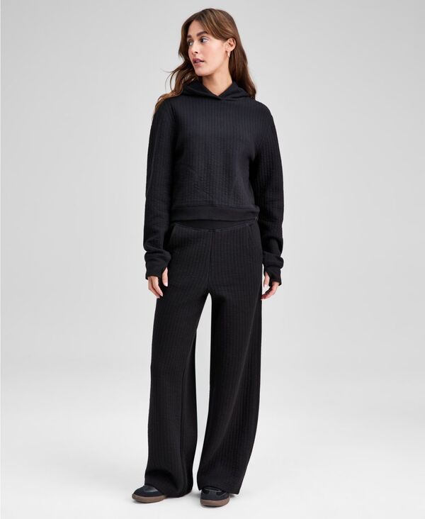 アンドノウディス レディース ボトムス カジュアルパンツ キルティング And Now This Women's Quilted Wide-Leg Lounge Pants Black ブラック