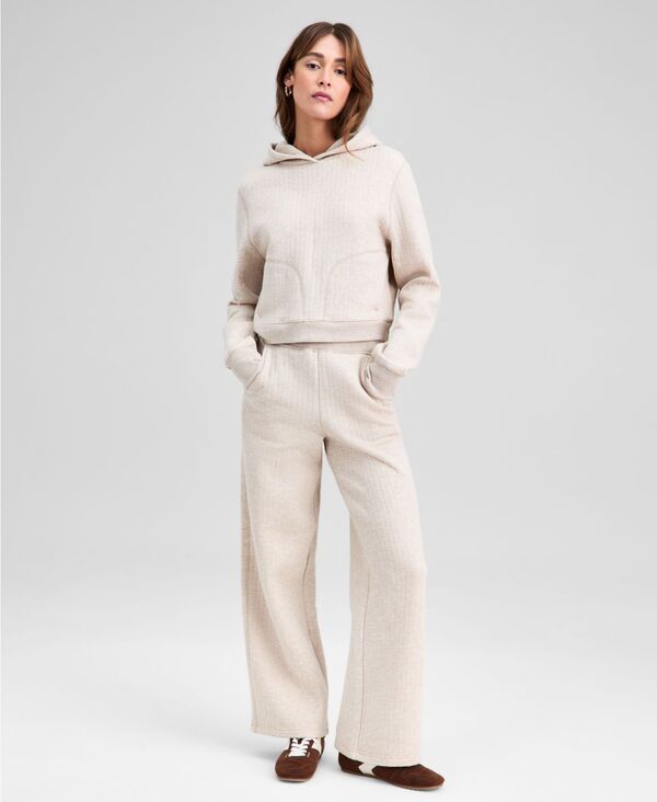 アンドノウディス レディース ボトムス カジュアルパンツ キルティング And Now This Women's Quilted Wide-Leg Lounge Pants Ecru Melange エクリュ