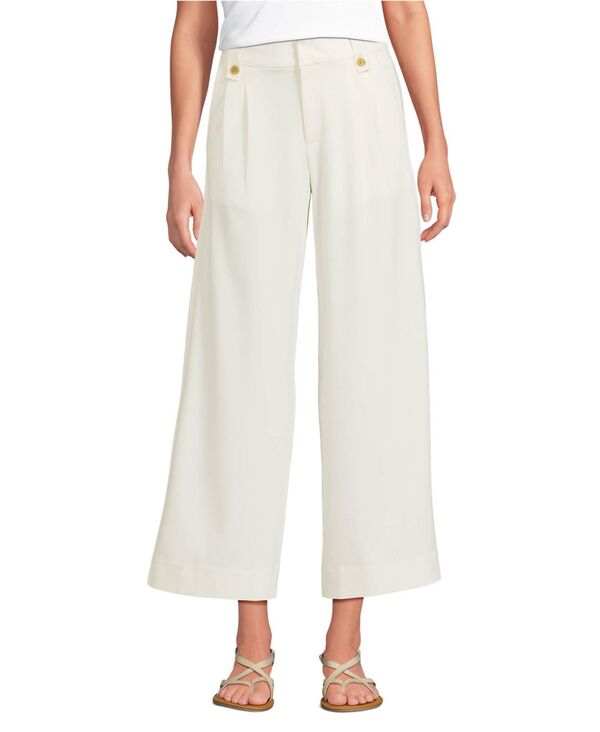 ランズエンド レディース ボトムス カジュアルパンツ ワイドレッグ Lands End Womenoft Polishigh Rise Wide Leg Cropants Ivory アイボリー
