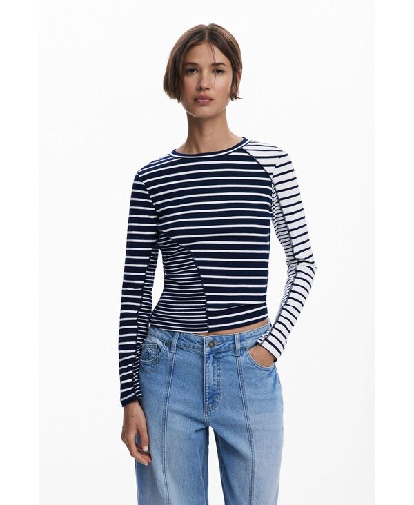 デジグアル レディース トップス シャツ Desigual Women's Combined striped T-shirt Black ブラック 16,186円