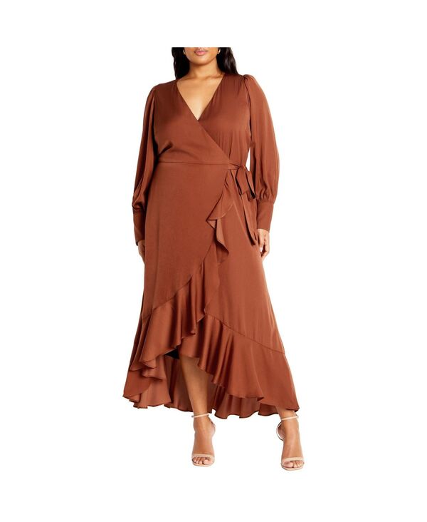 シティーシック レディース トップス ワンピース プラスサイズ マキシ CITY CHIC Plusize Oki Maxi Dress Copper