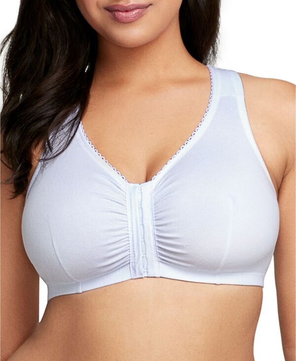 グラマライズ レディース アンダーウェア ブラジャー プラスサイズ コットン Glamorise Women's Full Figure Plusize Complete Comfort Wirefree Cotton T-Back Bra 1908 White ホワイト
