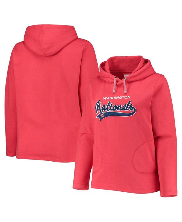 ソフト アズ ア グレープ レディース アウター パーカー・スウェット プラスサイズ Soft As A Grape Women's Red Washingtonationals Plusize Side Split Pullover Hoodie Red レッド