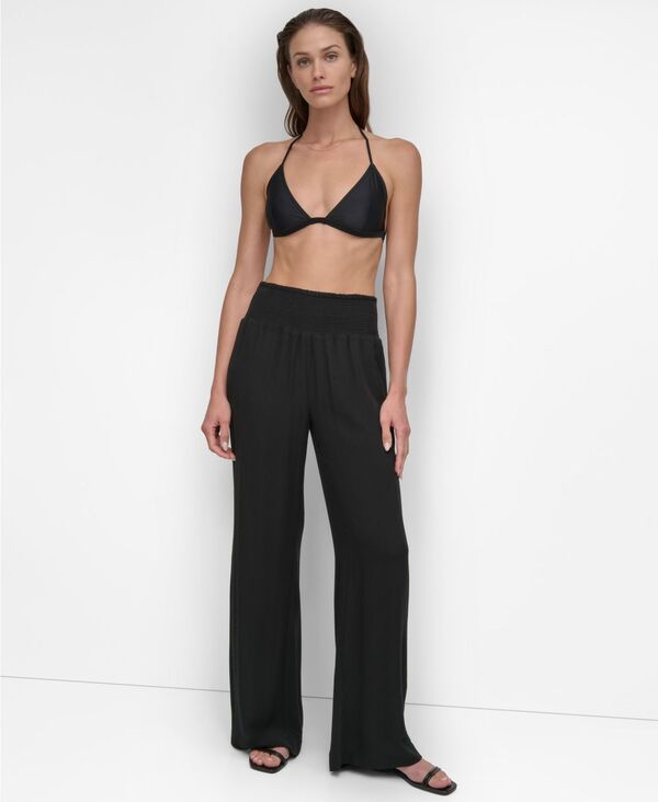 ダナ キャラン ニューヨーク レディース ボトムス カジュアルパンツ シャーリング DKNY Women'smocked-Waist Cover-Upull-On Pants Black ブラック|ReVida 店