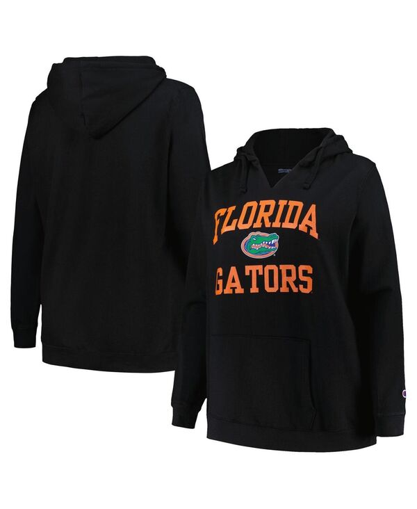 チャンピオン レディース アウター パーカー・スウェット プラスサイズ Champion Women's Black Florida Gators Plusize Heart Soul Notch Neck Pullover Top Black ブラック
