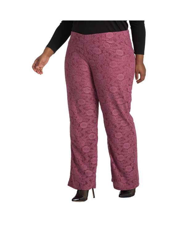 ポエティック ジャスティス レディース ボトムス カジュアルパンツ ワイドレッグ プラスサイズ レース Poetic Justice Plusize Lace Wide Leg Pants Raspberry