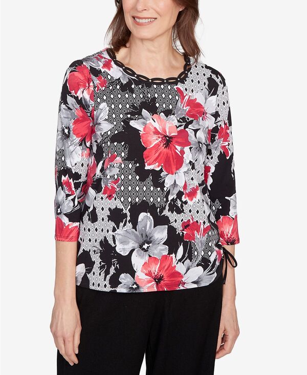 アルフレッド ダナー レディース トップス シャツ フラワー柄 プチ パッチワーク フラワー Alfredunner Petite Patchwork Floral Top Red レッド