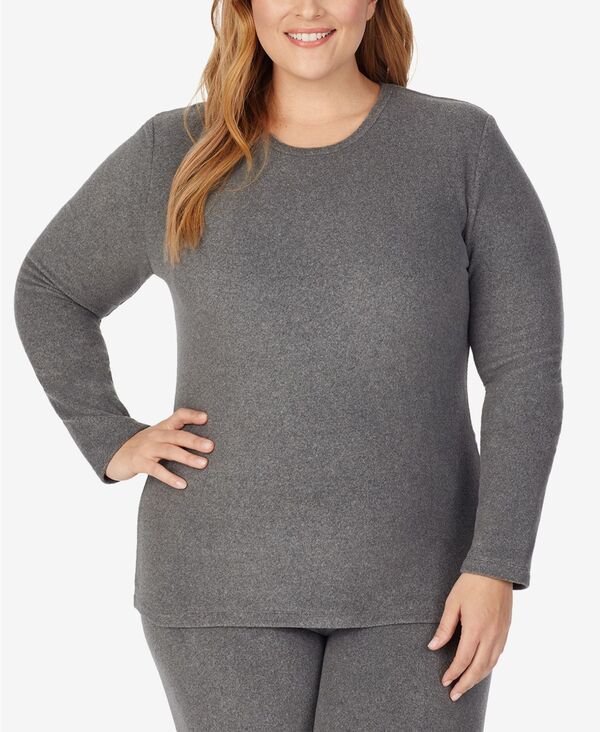 クドルドッズ レディース トップス シャツ クルーネック プラスサイズ フリース Cuddl Duds Plusize Fleecewear Crew Neck Top Heather coal ヘザー