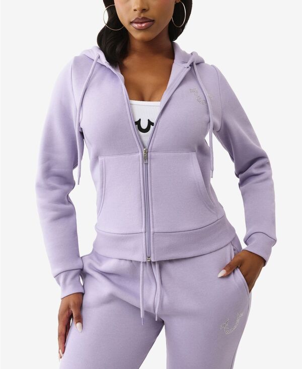 トゥルーレリジョン レディース アウター パーカー・スウェット True Religion Women's Crystal Zip Hoodie Heirloom Lilac ライラック