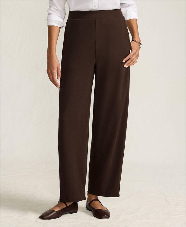 ランズエンド レディース ボトムス カジュアルパンツ アンクル ニット Lands' End Women'sport Knit High Rise Barrel Ankle Pants Rich coffee コーヒー｜ReVida 店