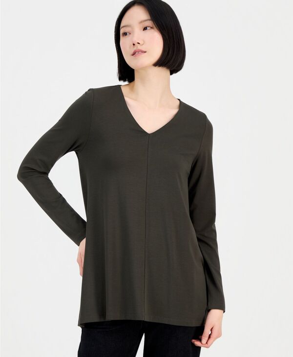 エイリーンフィッシャー レディース トップス シャツ Vネック Eileen Fisher Women's V-Neck Tunic Top Woodland