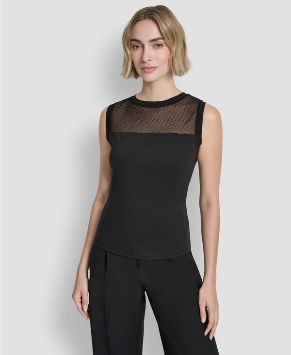 ダナ キャラン ニューヨーク レディース トップス シャツ ノースリーブ DKNY Women's Ponte Sleeveless Tank Top Black ブラック