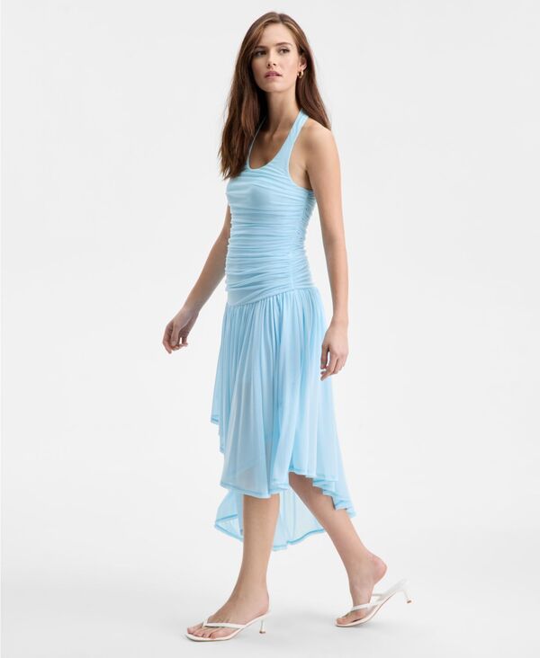 バースリー レディース トップス ワンピース ギャザー ホルター Bar III Women's Ruched Halter-Neck Dress Light Blue ブルー