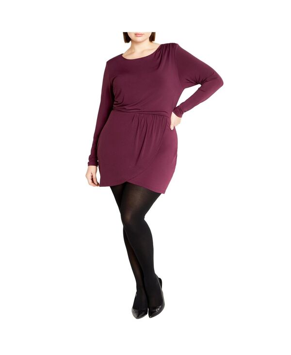 シティーシック レディース トップス ワンピース プラスサイズ CITY CHIC Plusize Kasey Dress Plum プラム