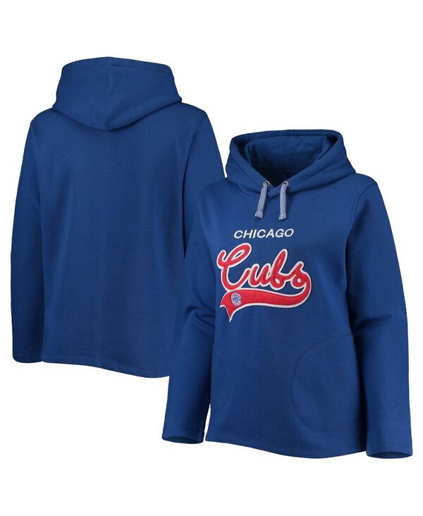 ソフト アズ ア グレープ レディース アウター パーカー・スウェット プラスサイズ Soft As A Grape Women's Royal Chicago Cubs Plusize Side Split Pullover Hoodie Royal