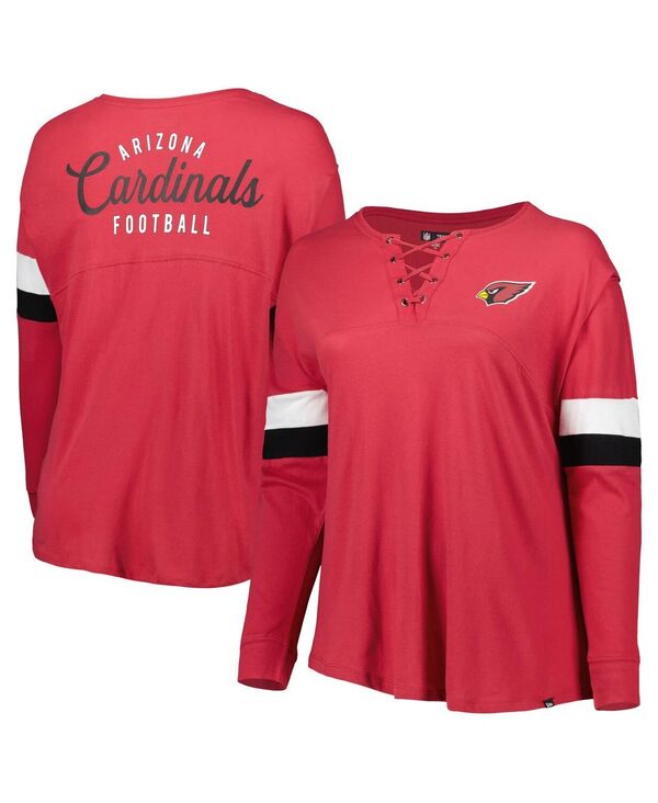 ニューエラ レディース トップス Tシャツ Vネック プラスサイズ レース New Era Women's Cardinal Arizona Cardinals Plusize Athletic Varsity Lace-Up V-Neck Long Sleeve T-shirt Cardinal