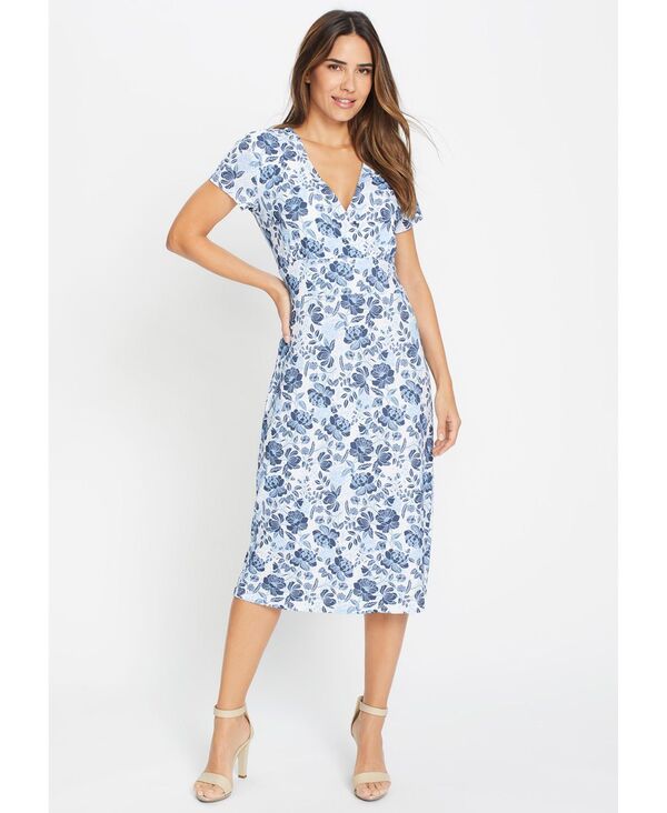 オルセン レディース トップス ワンピース フラワー柄 ニット フラワー Olsen Women's Prairie Floral Knit Dress Indigo denim インディゴ|ReVida 店