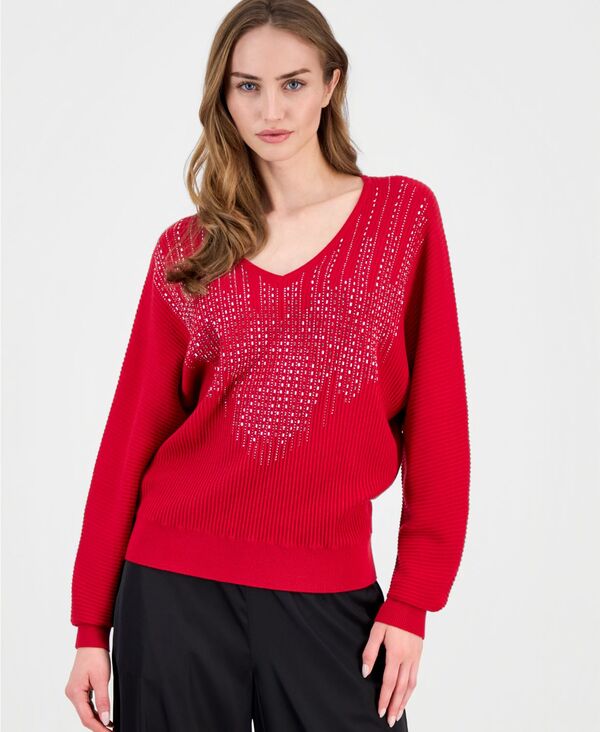 ティー・タハリ レディース アウター ニット・セーター Tahari Women's Embellishedolman-Sleeve Sweater Love Star｜ReVida 店