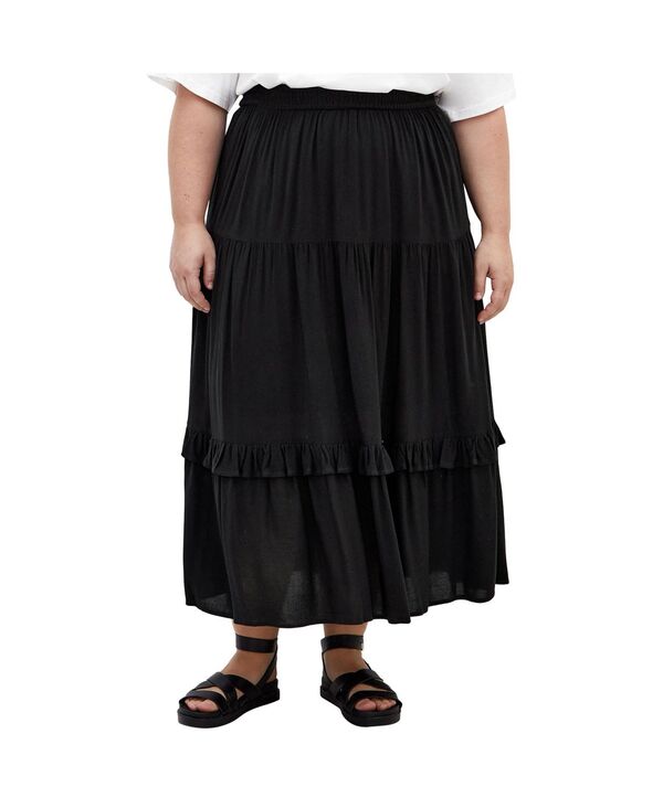 シティーシック レディース ボトムスカート プラスサイズ CITY CHIC Plusize Devine Beauty Plain Skirt Black ブラック