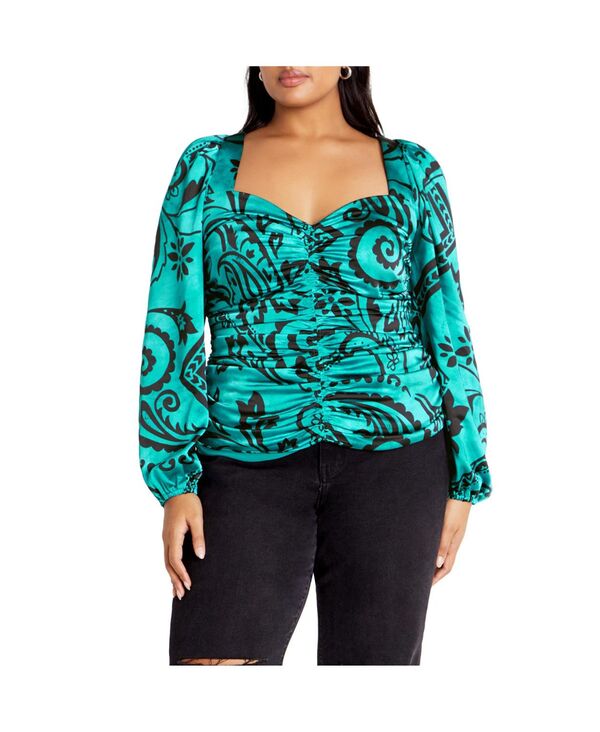シティーシック レディース トップス シャツ プラスサイズ プリント CITY CHIC Plusize Sienna Printopeacock paisley