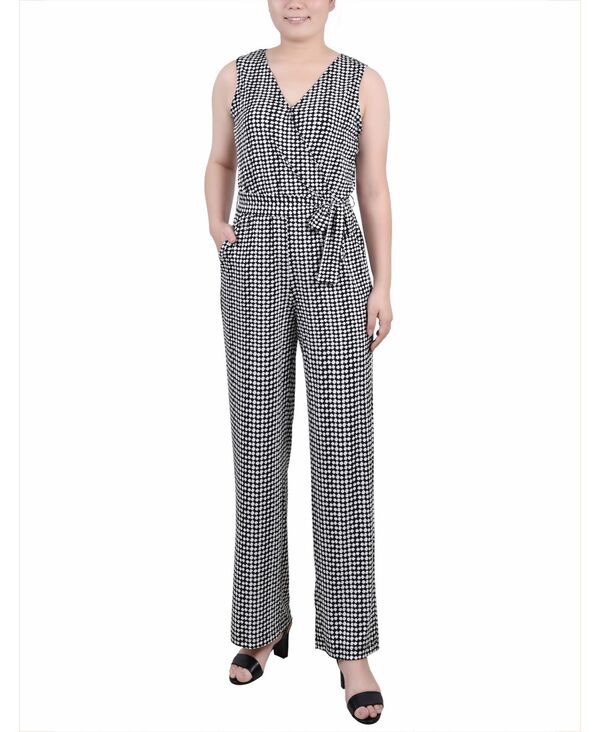 ニューヨークコレクション レディース ボトムス カジュアルパンツ プチ ノースリーブ ジャンプスーツ NY Collection Petite Short Sleeveless Belted Jumpsuit Jet Snowpop