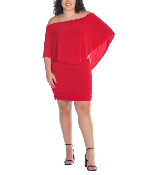 24 セブンコンフォート レディース トップス ワンピース プラスサイズ ミニ 24seven Comfort Apparel Plusize Bodycon Mini Dress Red レッド|ReVida 店