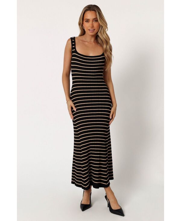 Petal and Pup レディース トップス ワンピース ミディ Petal and Pup Women's Henry Striped Midi Dress Black beige ブラック|ReVida 店