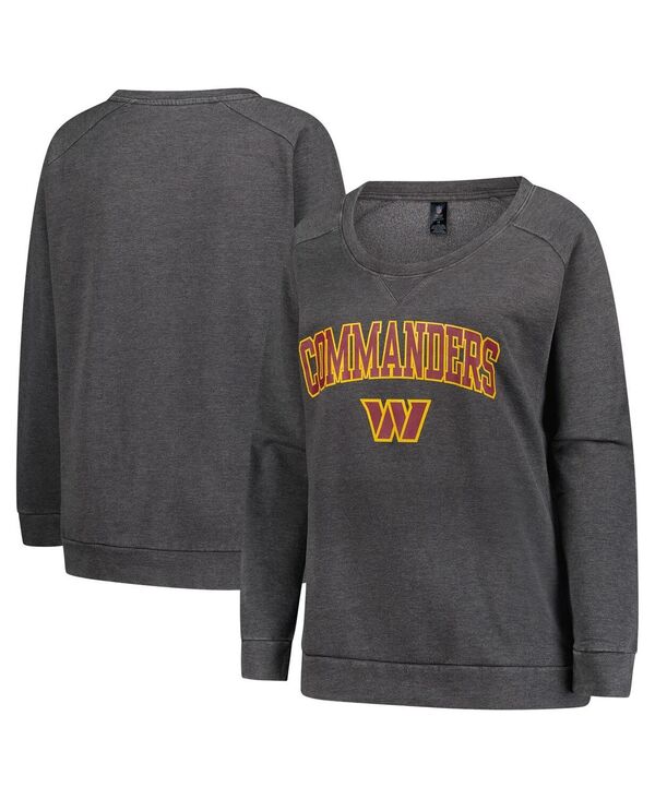 プロファイル レディース アウター パーカー・スウェット プラスサイズ シャツ Profile Women's Charcoal Washington Commanders Plusize Acid Wash Raglan Sweatshirt Charcoal チャコール