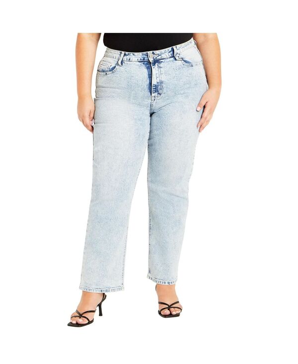 シティーシック レディース ボトムス デニムパンツ プラスサイズ CITY CHIC Plusize Harley Ayesha Jean Bleached out blue ブルー