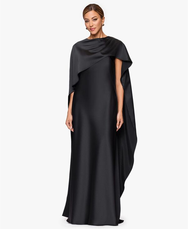 エスケープ レディース トップス ワンピース サテン XSCAPE Women's Long Satin Boat Neck Dress Black ブラック