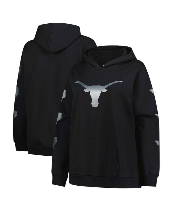 ファナティクス レディース アウター パーカー・スウェット 足し加える大きさ Fanatics Women\u0027s Black Texas Longhorns Plusize Sleeve Hit Pullover Hoodie Black 黒いこと
