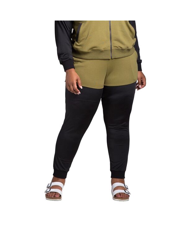 ポエティック ジャスティス レディース ボトムス カジュアルパンツ プラスサイズ コントラスト Poetic Justice Women's Plusize Curvy Fit Contrast Blocked Jogger Light olive オリーブ