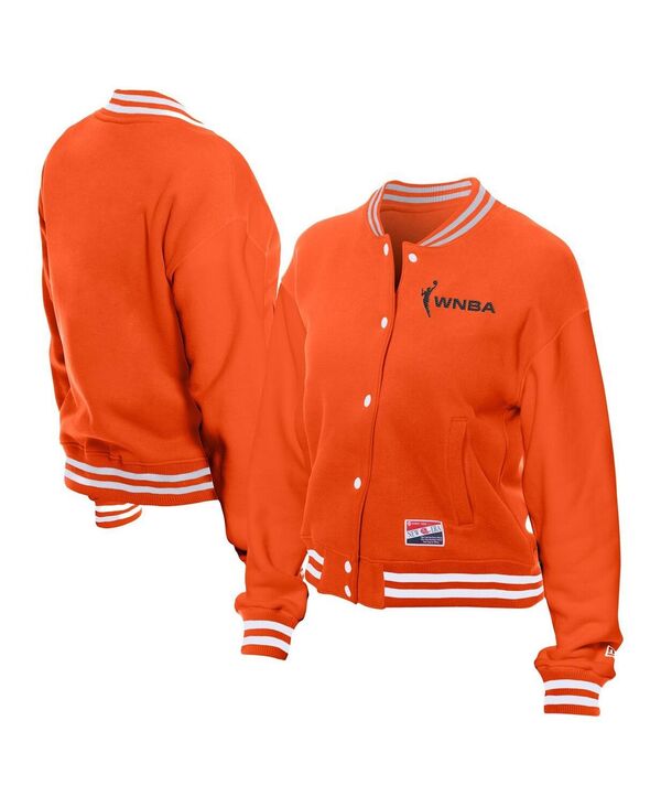 ニューエラ レディース アウター ジャケット・ブルゾン フリース New Era Women Orange WNBA Throwback Varsity Fleece Full-Snap Jacket Orange オレンジ