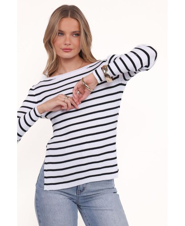 Petal and Pup レディース トップス シャツ ニット Petal and Pup Women's Alvina Knitop White black stripe ホワイト