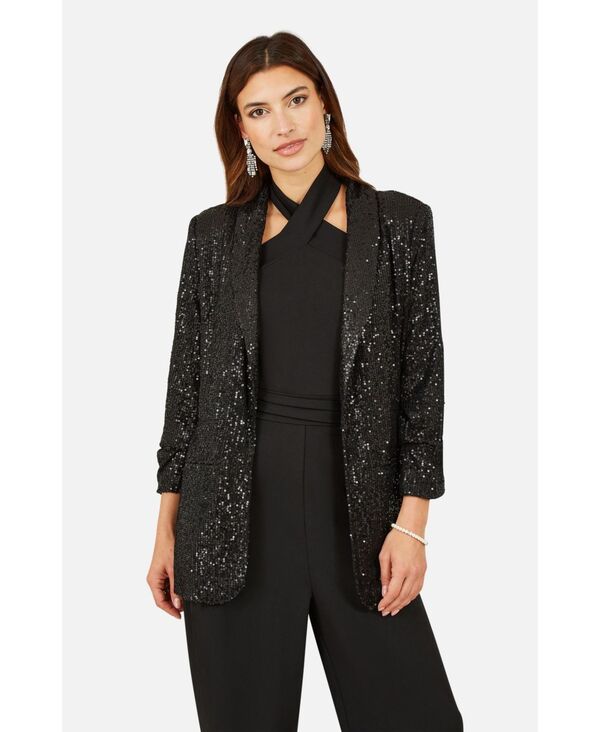 ユミキム レディース アウター ジャケット・ブルゾン スパンコール ブレザー Yumi Women'sequin Blazer With Pockets Black ブラック