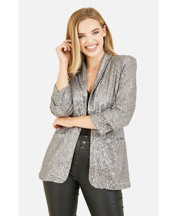 ユミキム レディース アウター ジャケット・ブルゾン スパンコール ブレザー Yumi Women'sequin Blazer With Pocketsilver シルバー