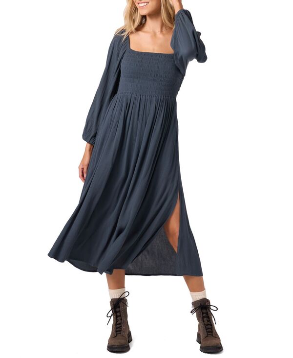 オニール レディース トップス ワンピース ミディ シャーリング O'Neill Women's Gracyn Smocked Long Sleeve Midi Dresslate スレート